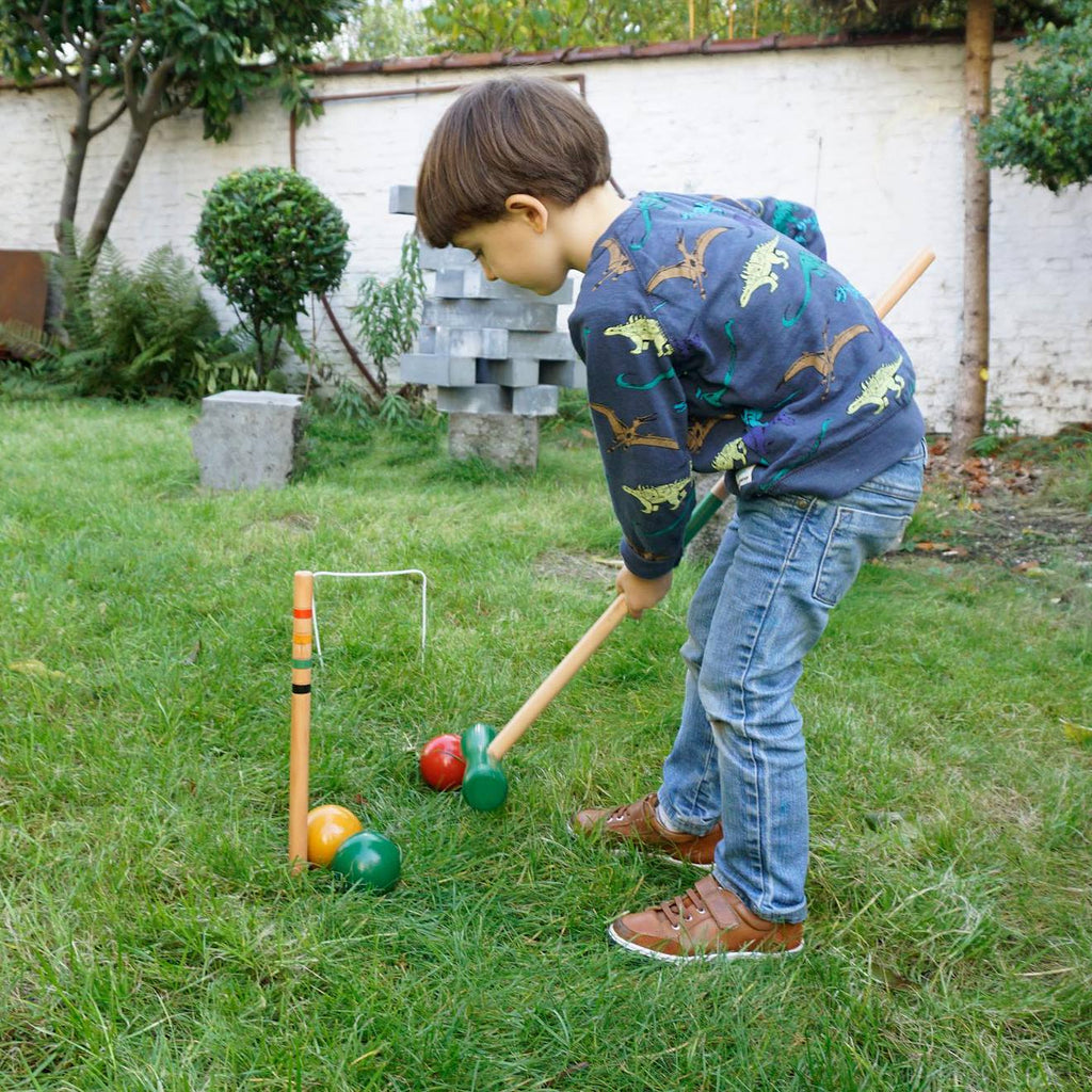 Jeu de croquet en bois beige