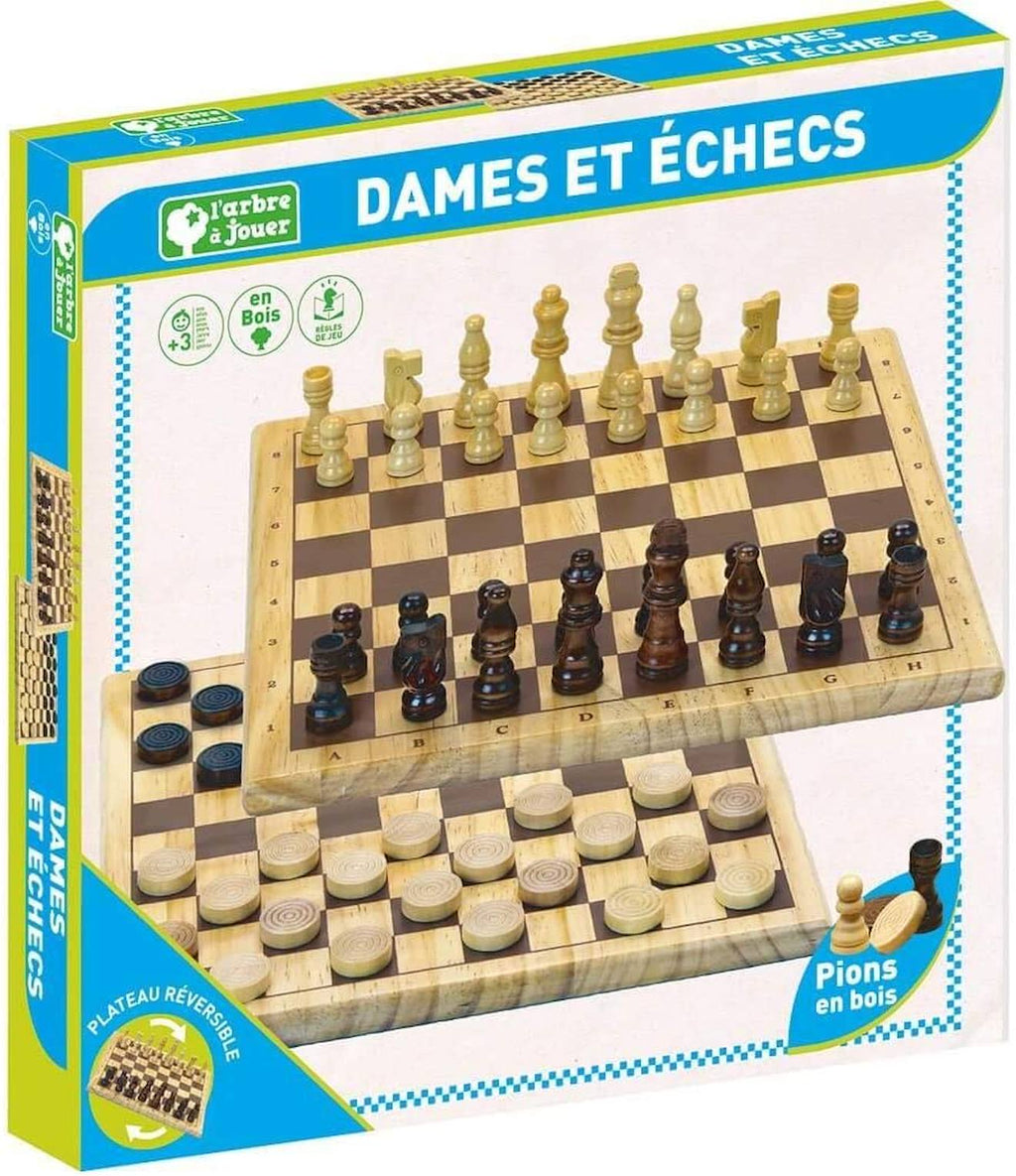 Jeu de dames et d'échecs beige
