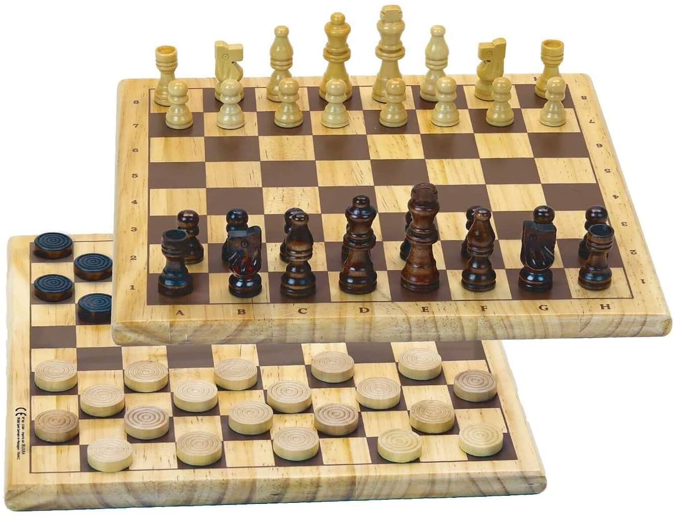 Jeu de dames et d'échecs beige
