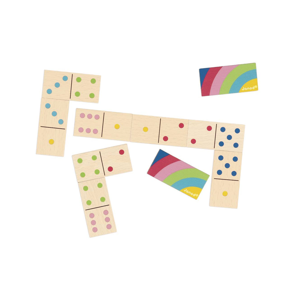 Jeu de dominos en bois 28 pièces multicolore