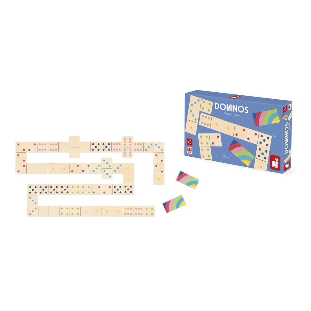 Jeu de dominos en bois 28 pièces multicolore