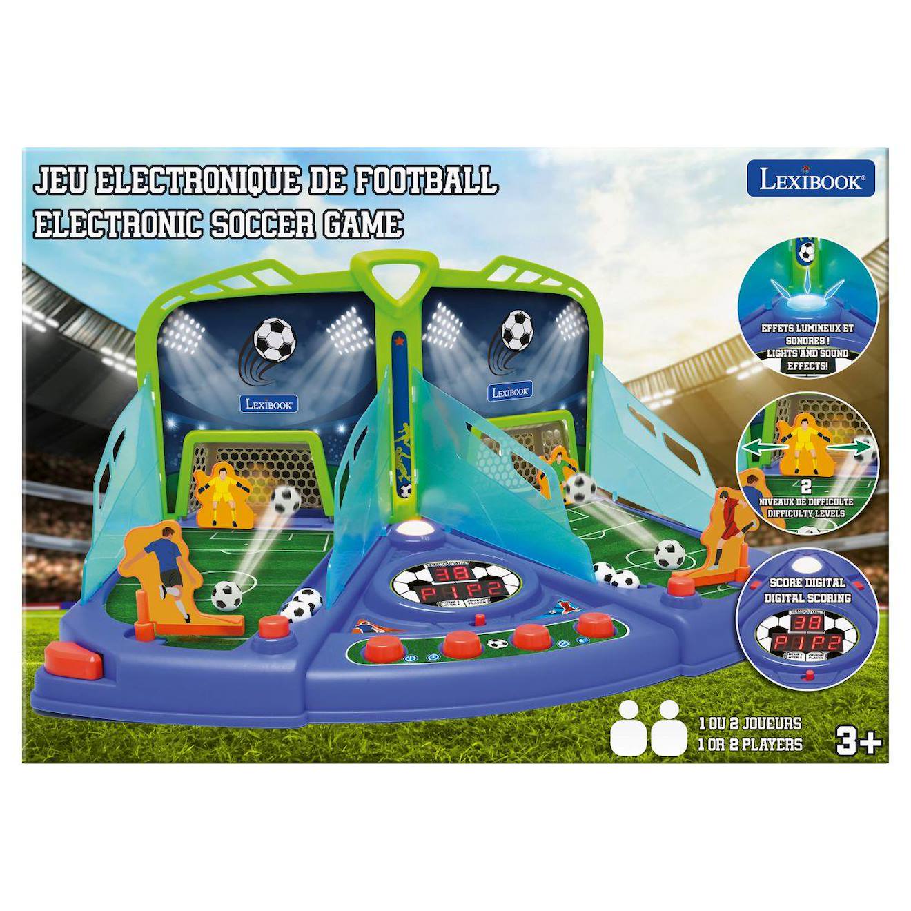 Jeu de football électronique avec effets lumineux et sonores pour 2 joueurs bleu