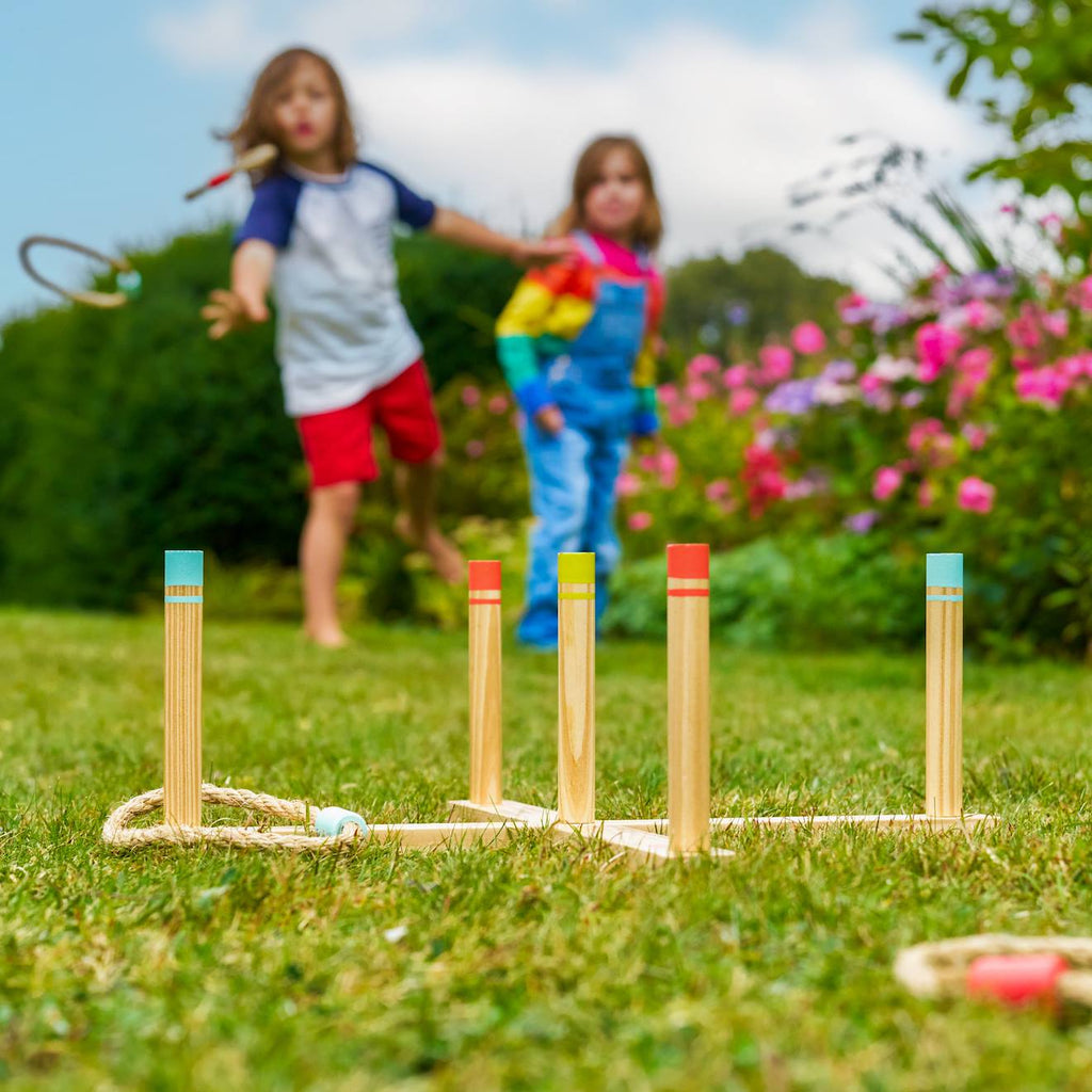 Jeu de lancer anneaux bois FSC multi couleur