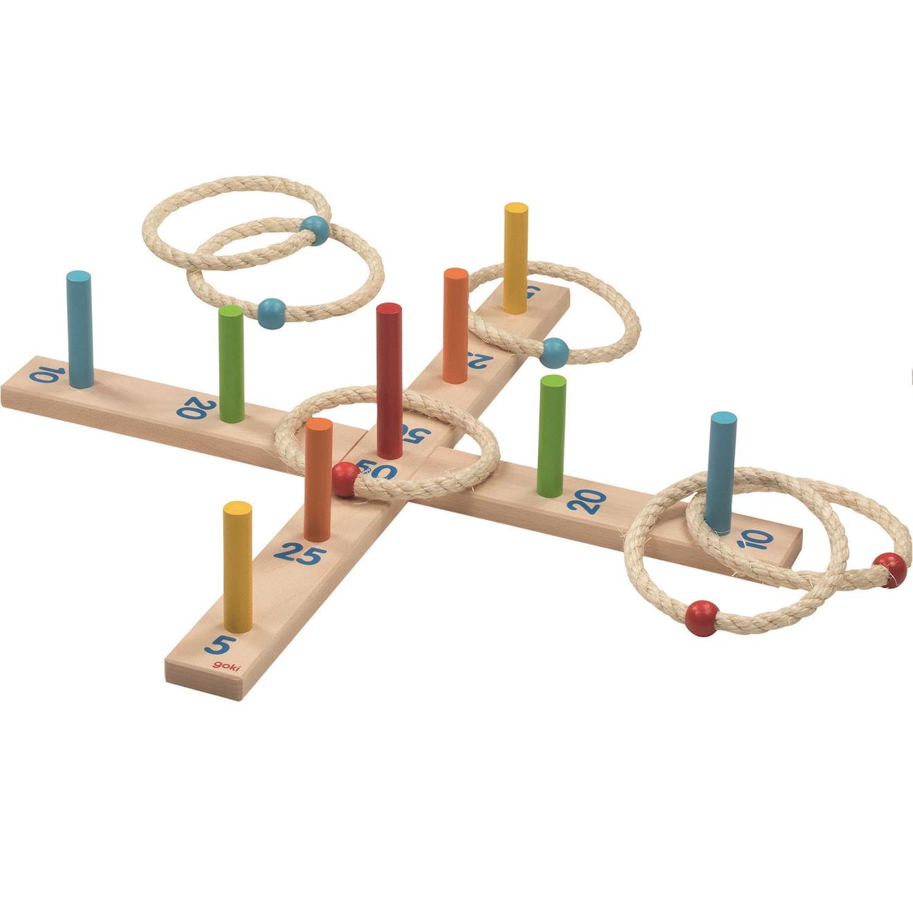 Jeu de lancer d'anneaux coloré beige