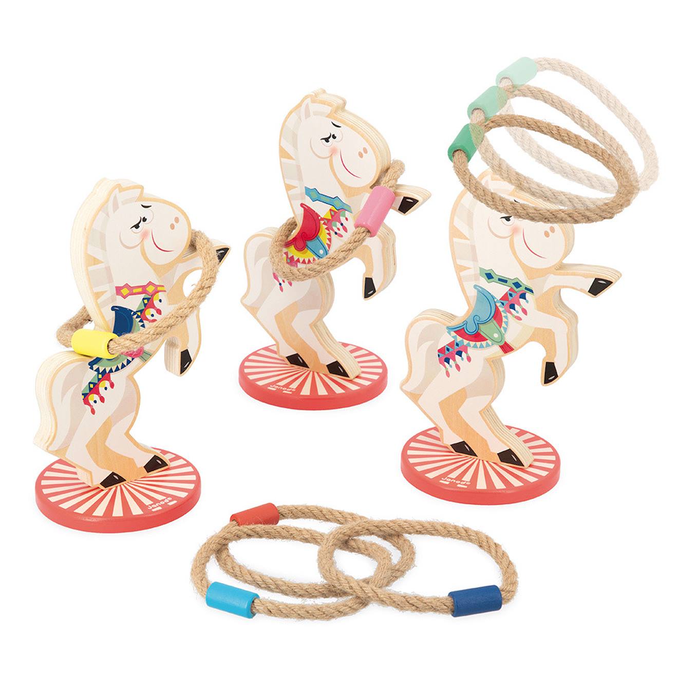 Jeu de lancer d'anneaux en bois FSC multicolore
