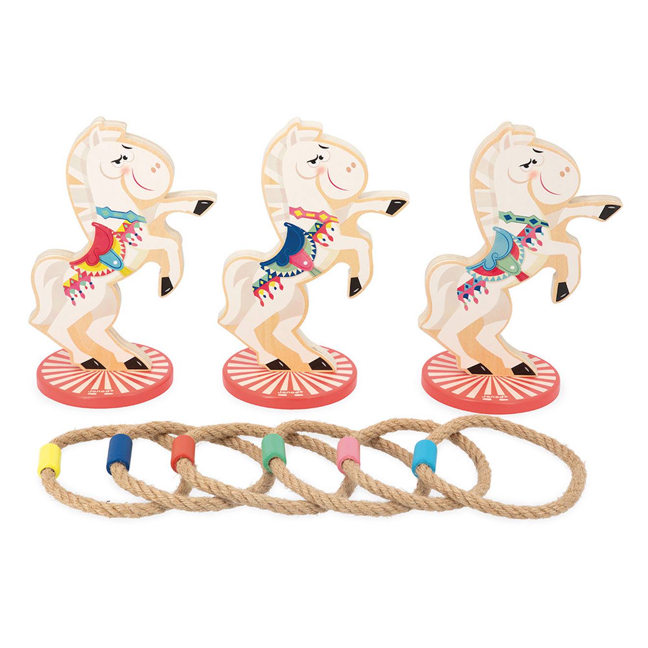 Jeu de lancer d'anneaux en bois FSC multicolore