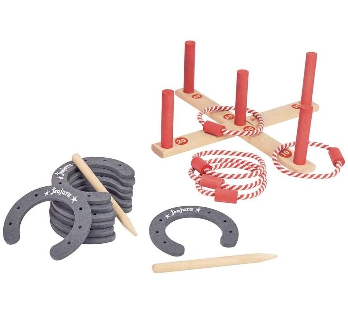 Jeu de lancer en bois rouge