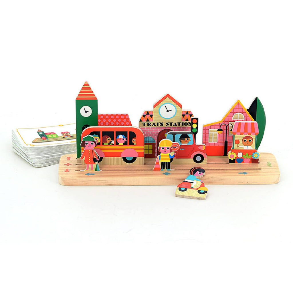 Jeu de logique en bois la ville beige