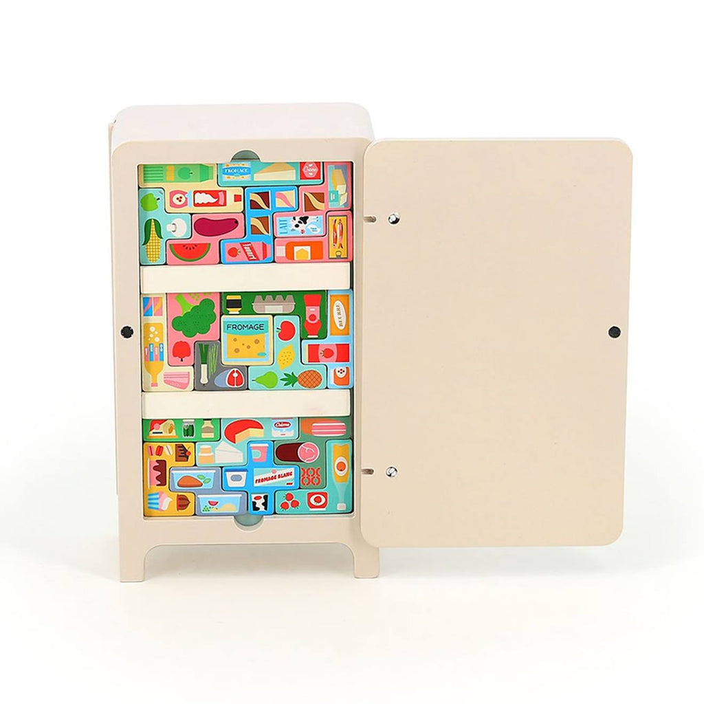Jeu de logique en bois le frigo beige