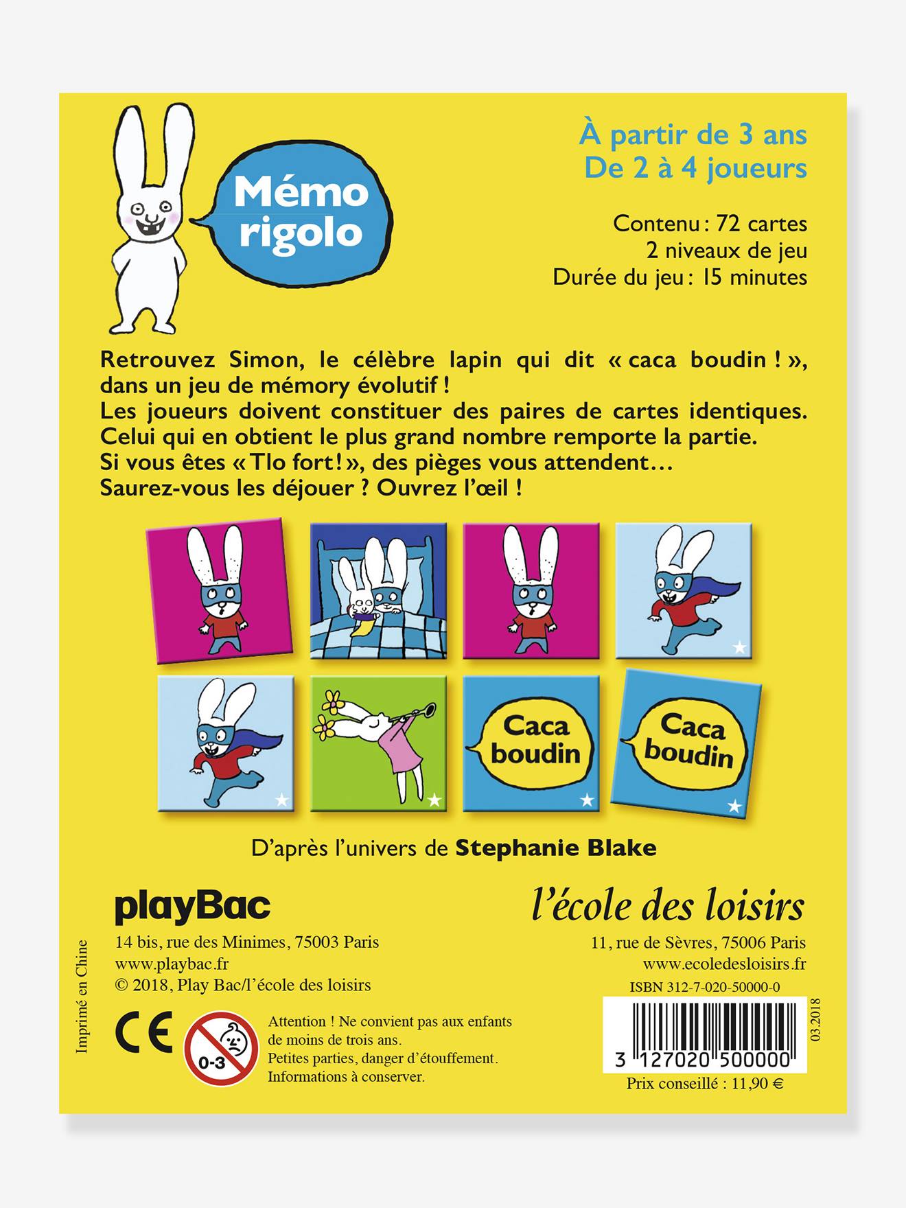 Jeu de mémoire méMo rigolo multicolore