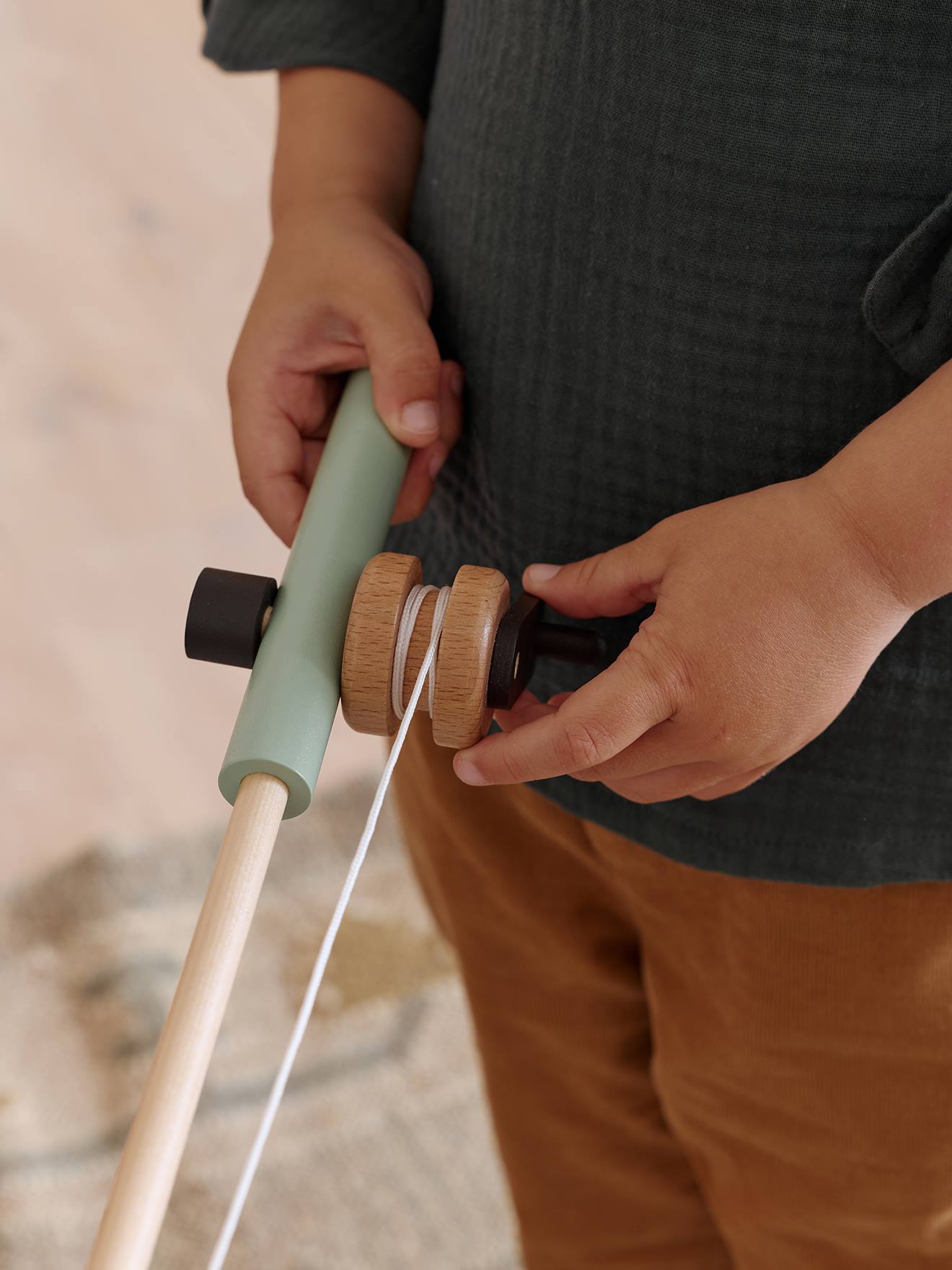 Jeu de pêche à la ligne en bois FSC bleu
