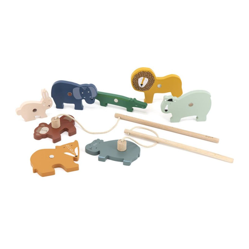 Jeu de pêche en bois multicolore