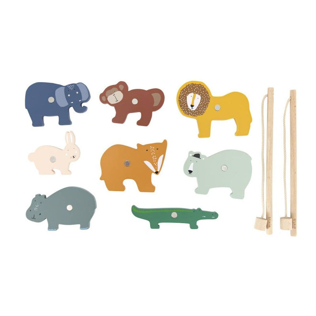 Jeu de pêche en bois multicolore