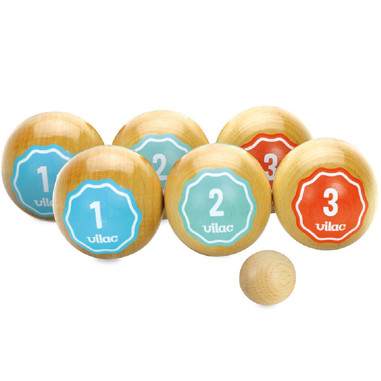 Jeu de pétanque en bois rétro beige