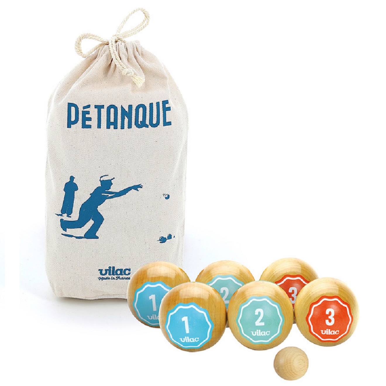 Jeu de pétanque en bois rétro beige
