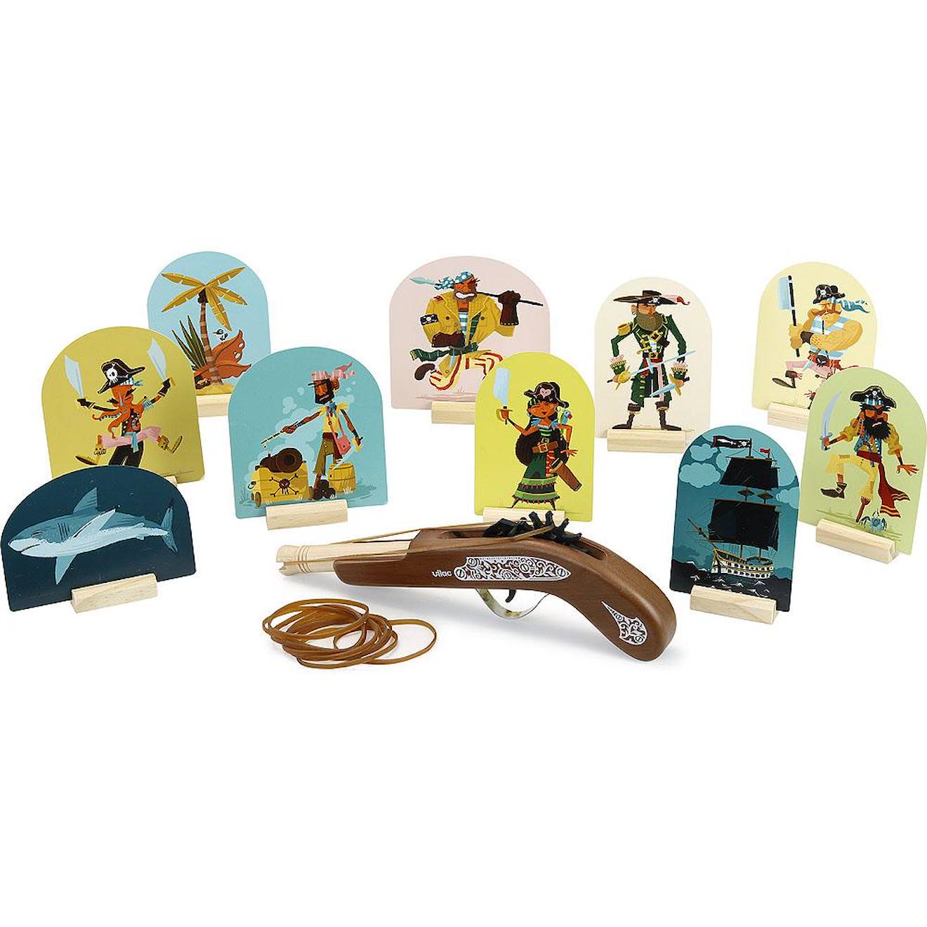 Jeu de pistolet à élastiques pirates bleu