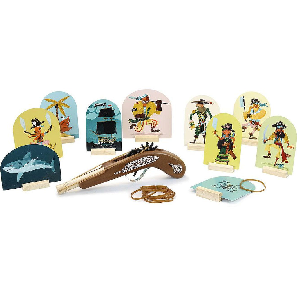 Jeu de pistolet à élastiques pirates bleu