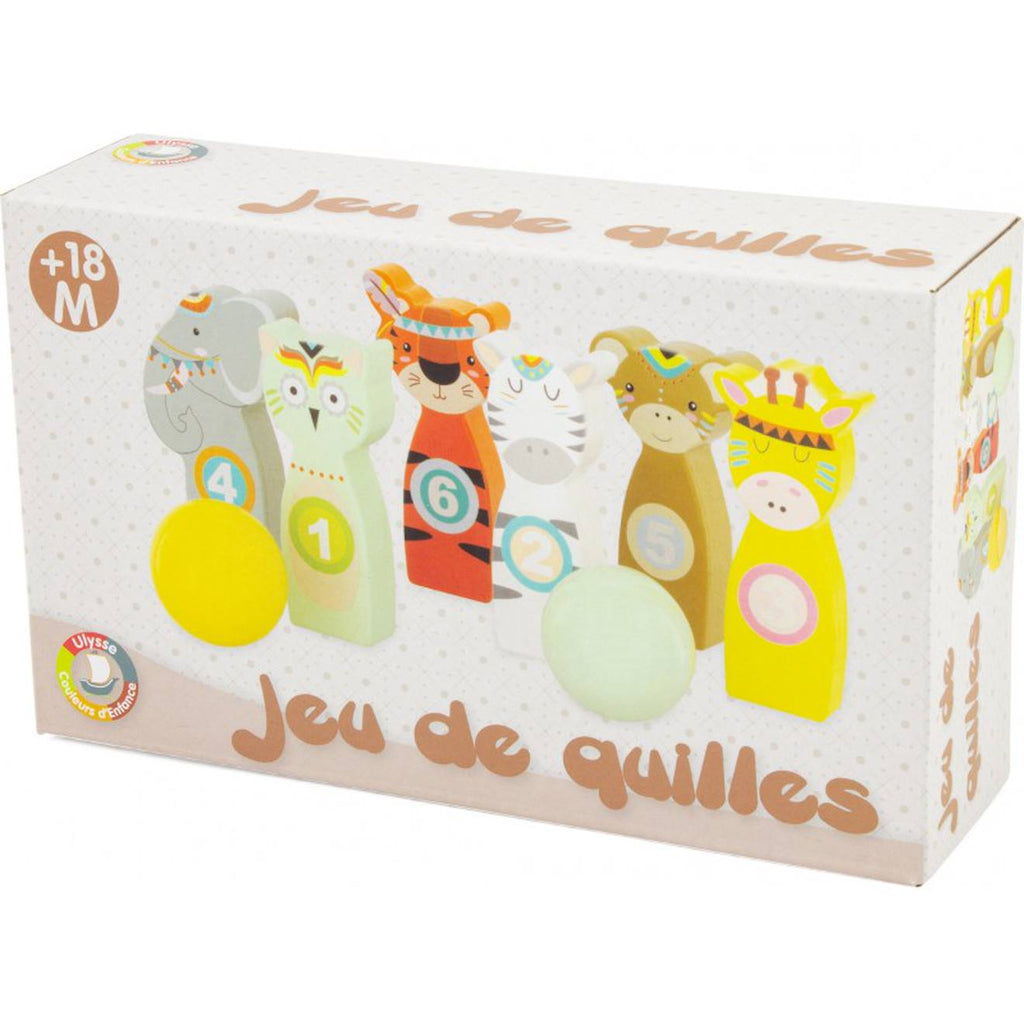 Jeu de quilles animaux 10 cm beige