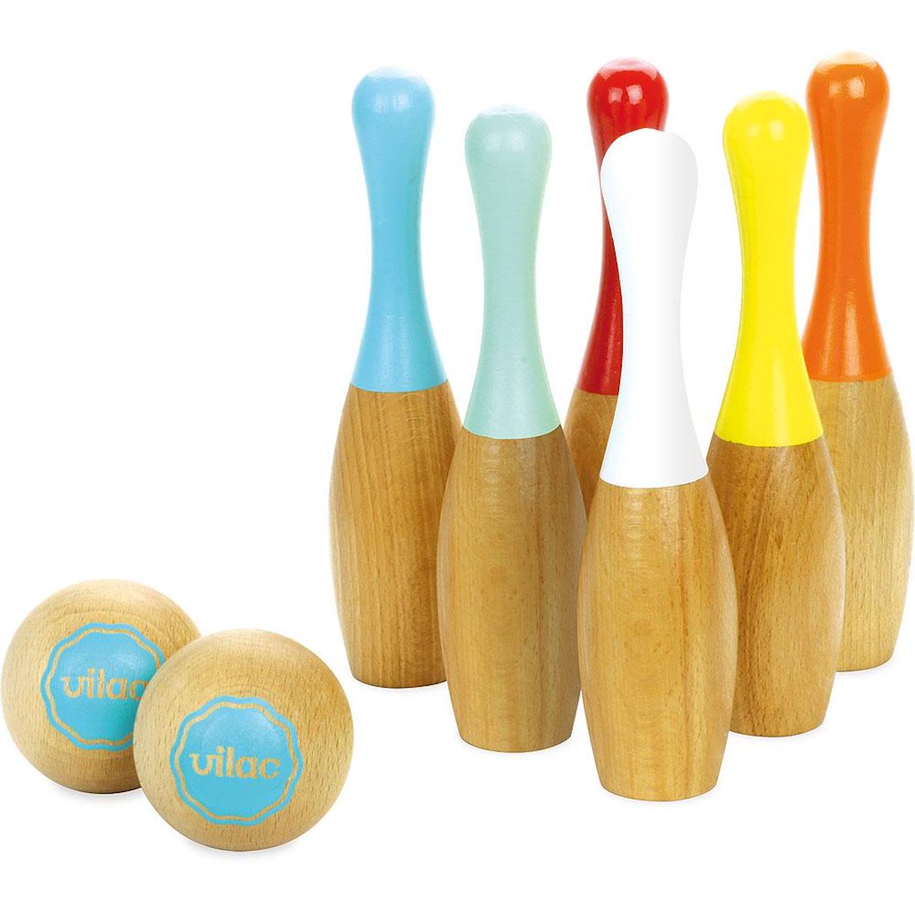 Jeu de quilles bowling bicolores beige