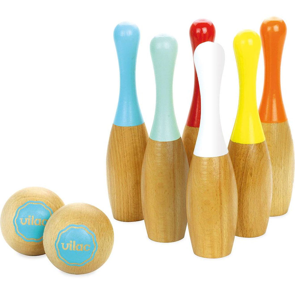 Jeu de quilles bowling bicolores beige