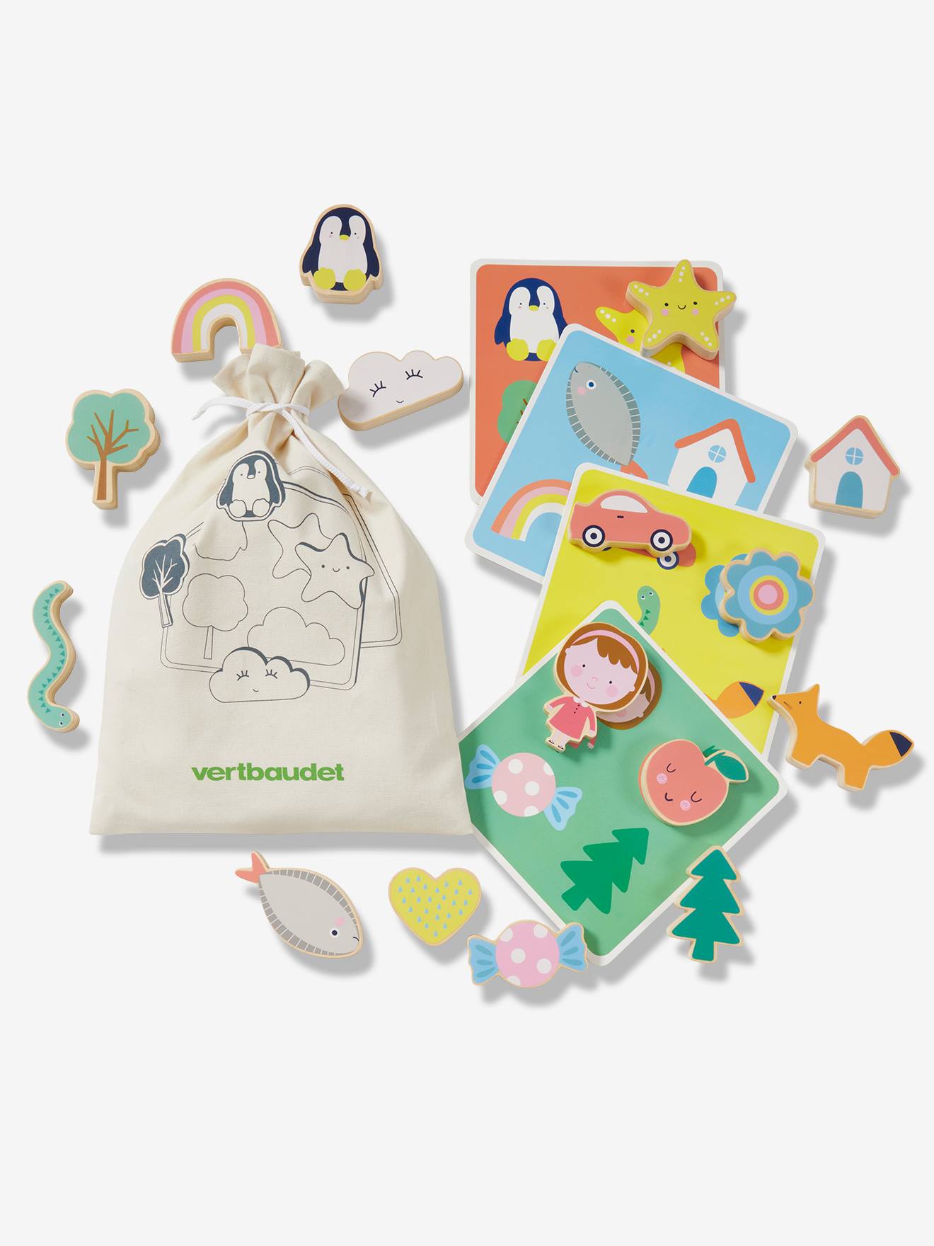 Jeu de reconnaissance tactile en bois FSC multicolore