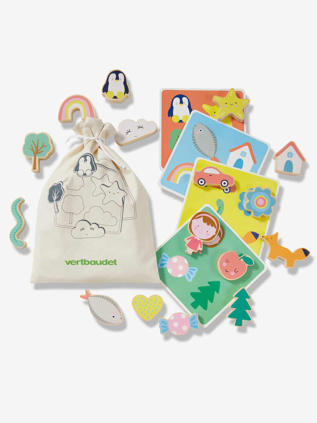 Jeu de reconnaissance tactile en bois FSC multicolore
