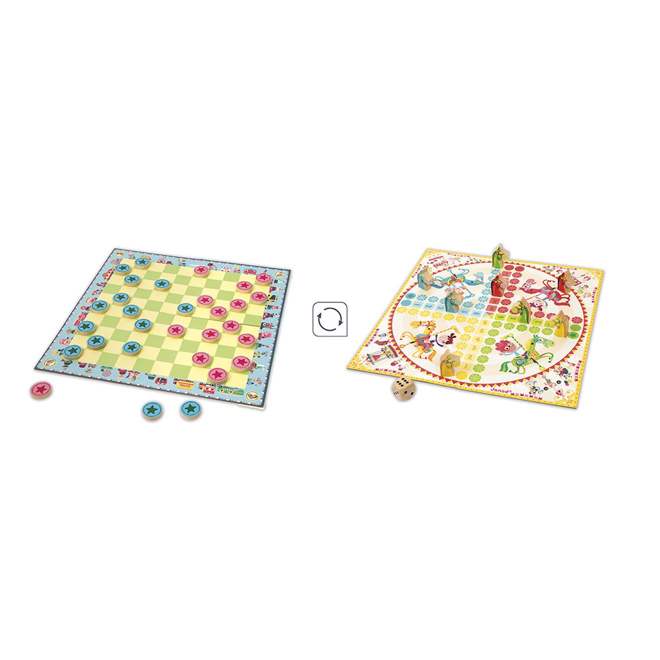 Jeu de société 2 en 1 dames et petits chevaux multicolore