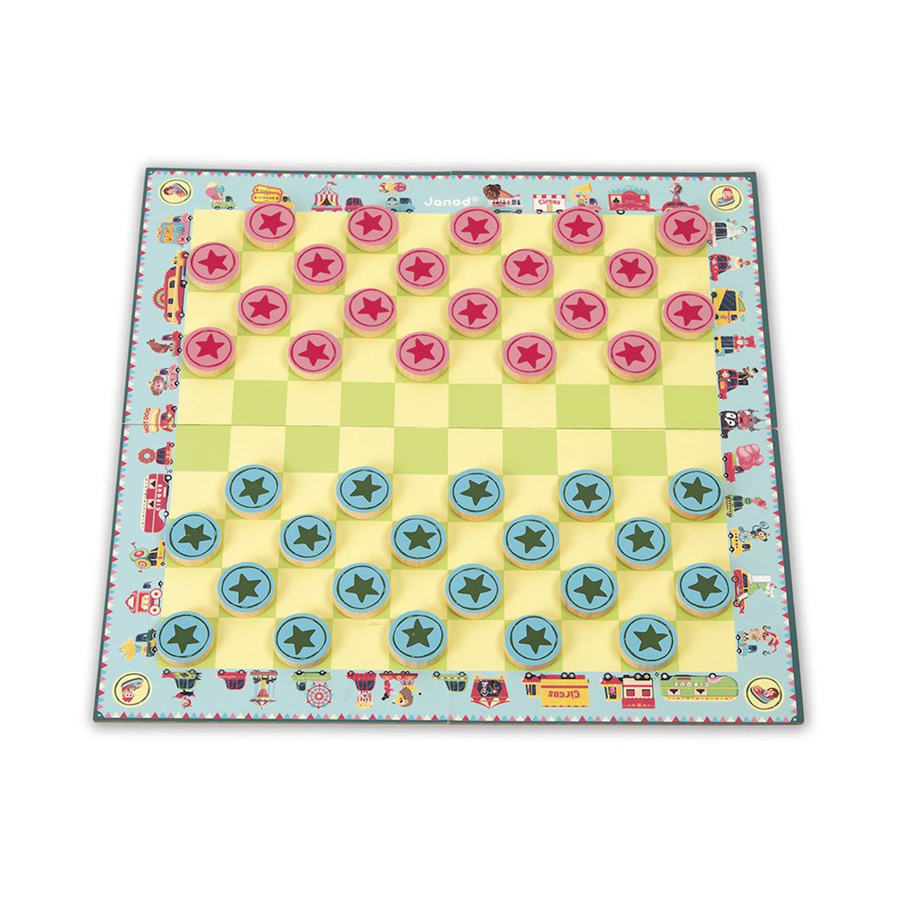 Jeu de société 2 en 1 dames et petits chevaux multicolore