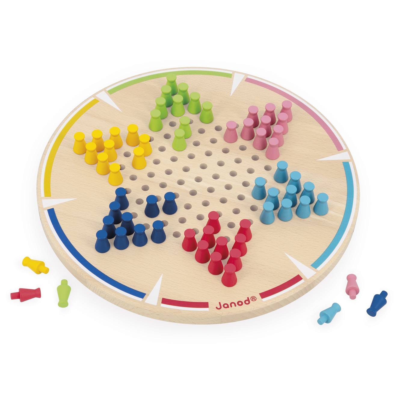 Jeu de société dames chinoises en bois multicolore