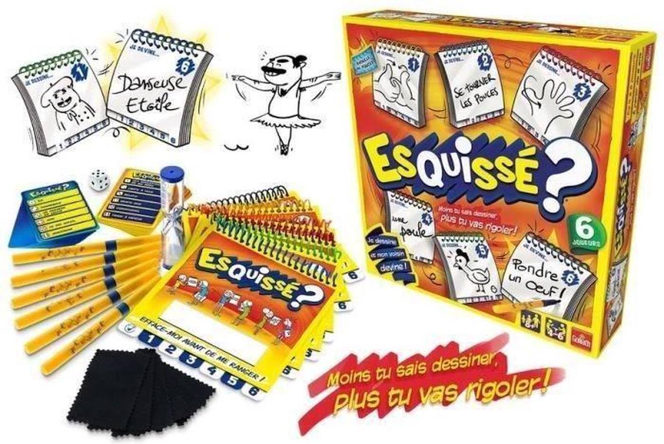 Jeu de société de dessins esquisse 6 joueurs - fais deviner ton dessin à ton voisin multicolore