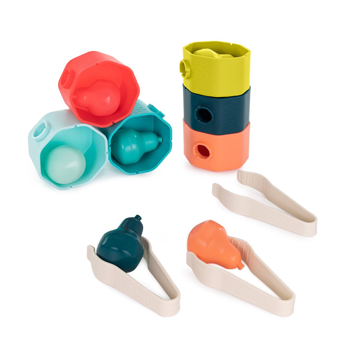 Jeu de tri avec pinces et troncs vert