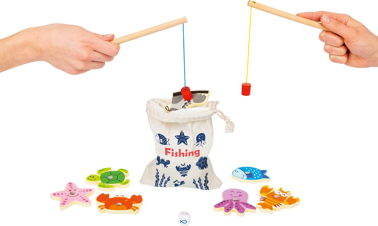 Jeu de voyage pêche au poisson beige