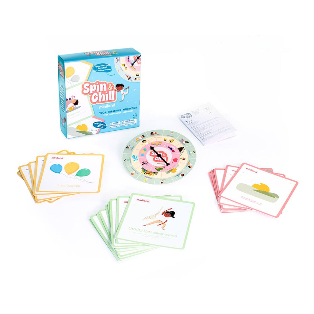 Jeu de yoga spin & chill pour enfants - découvre le yoga en t'amusant bleu