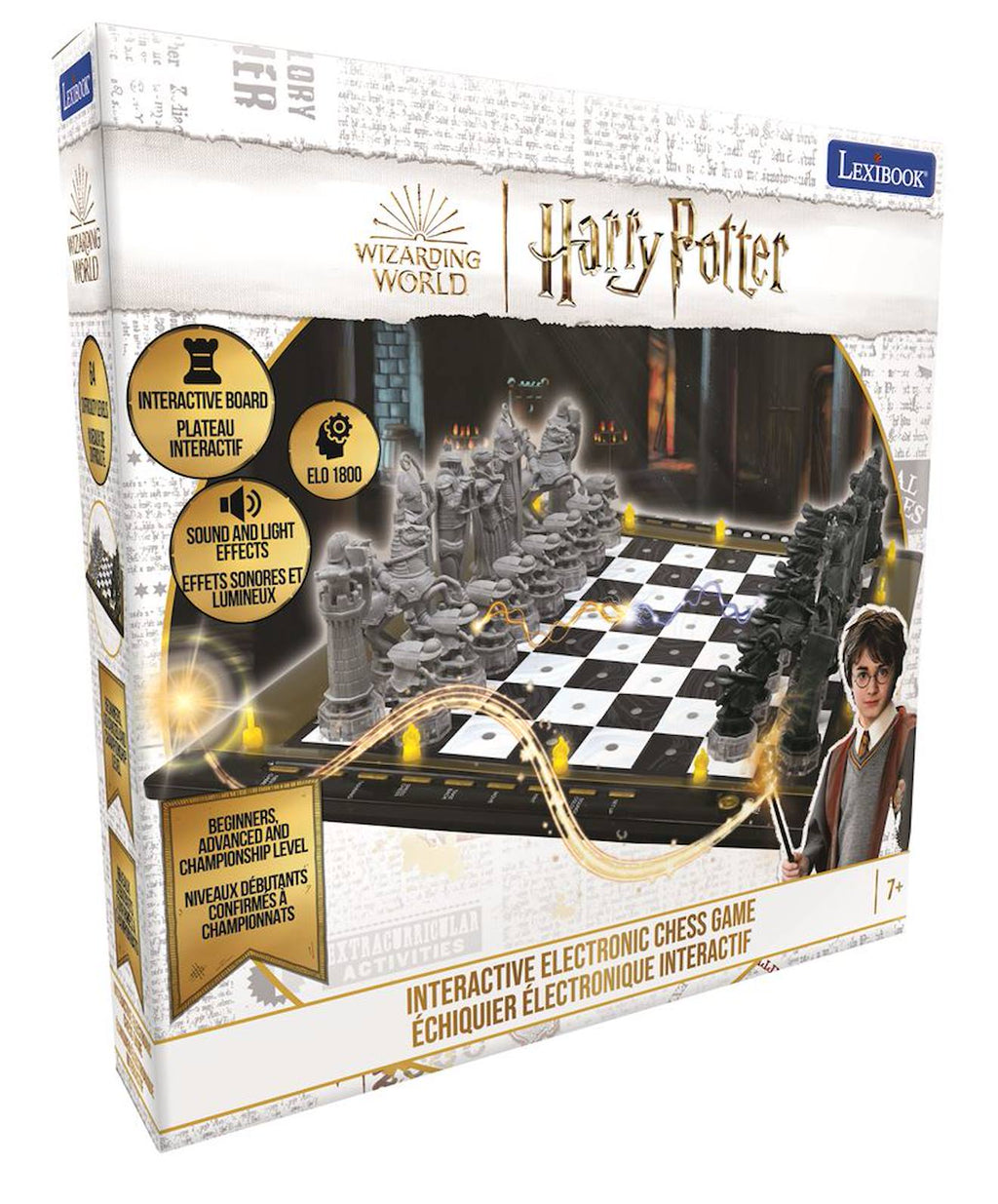 Jeu d'échecs électronique lumineux Harry Potter avec effets sonores noir