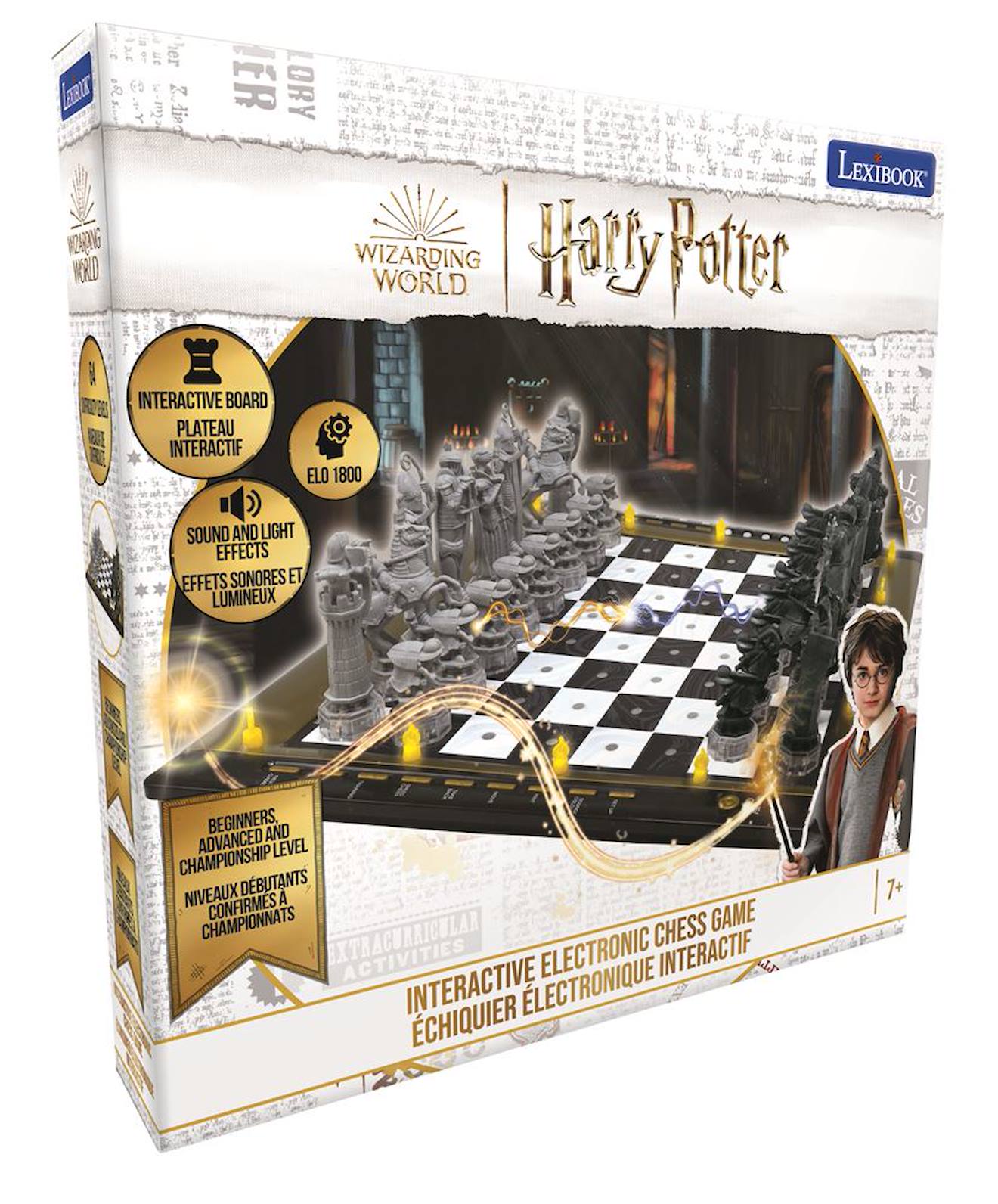 Jeu d'échecs électronique lumineux Harry Potter avec effets sonores noir