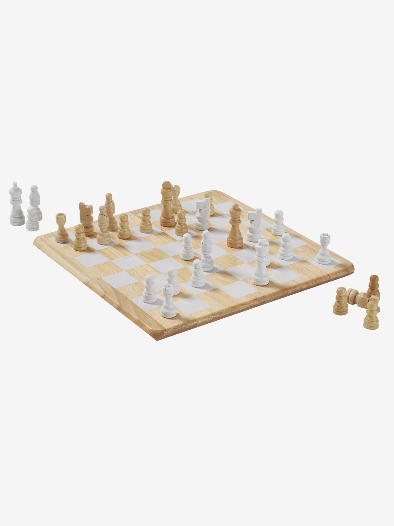 Jeu d'échecs en bois FSC beige