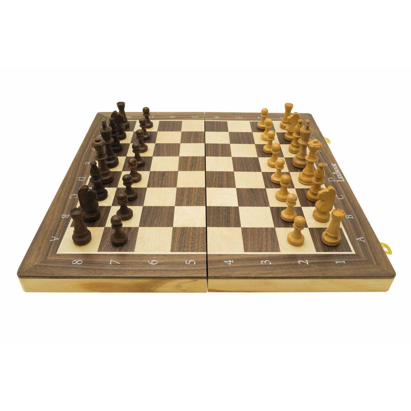 Jeu d'échecs magnétique pliable en bois marron