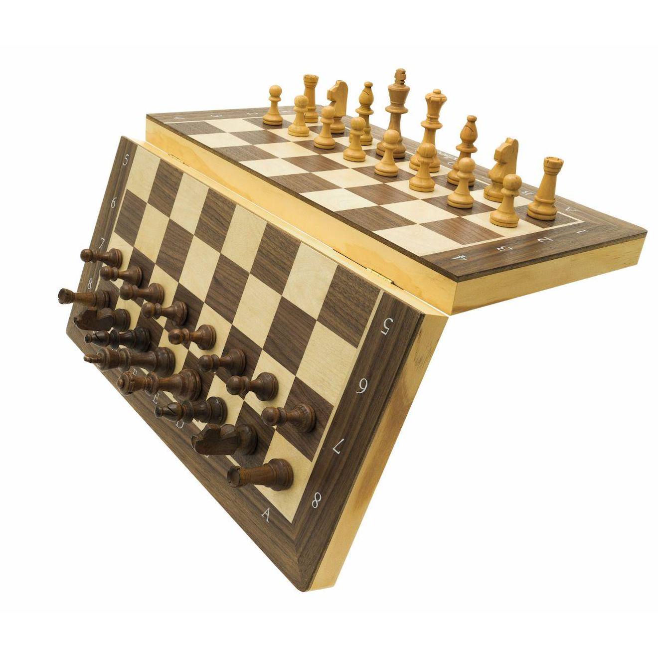 Jeu d'échecs magnétique pliable en bois marron