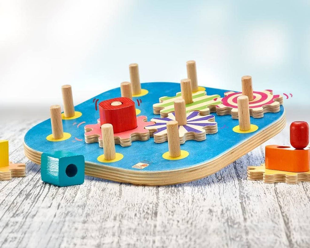 Jeu d'engrenages en bois mecanico bleu