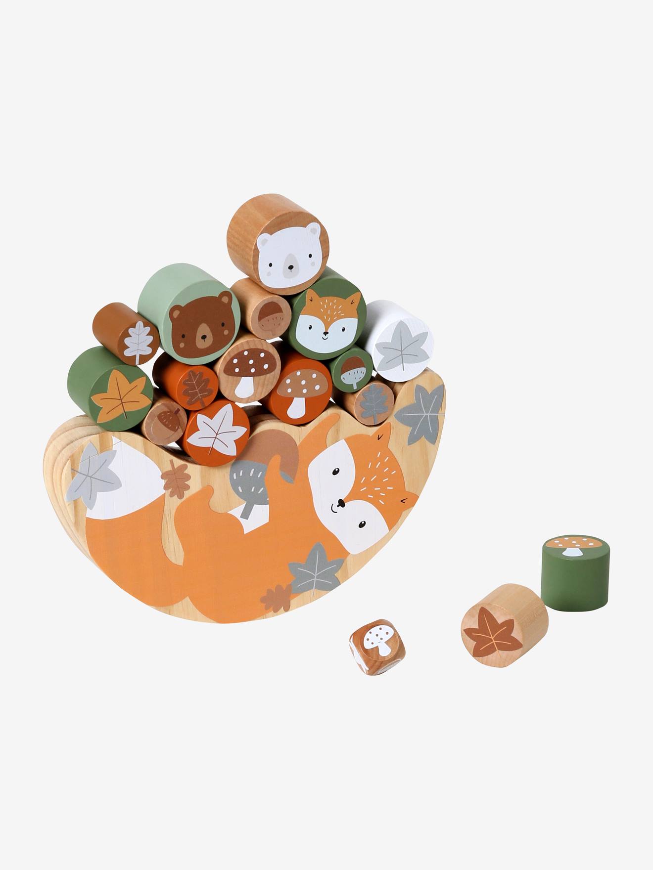 Jeu d'équilibre renard en bois FSC orangé