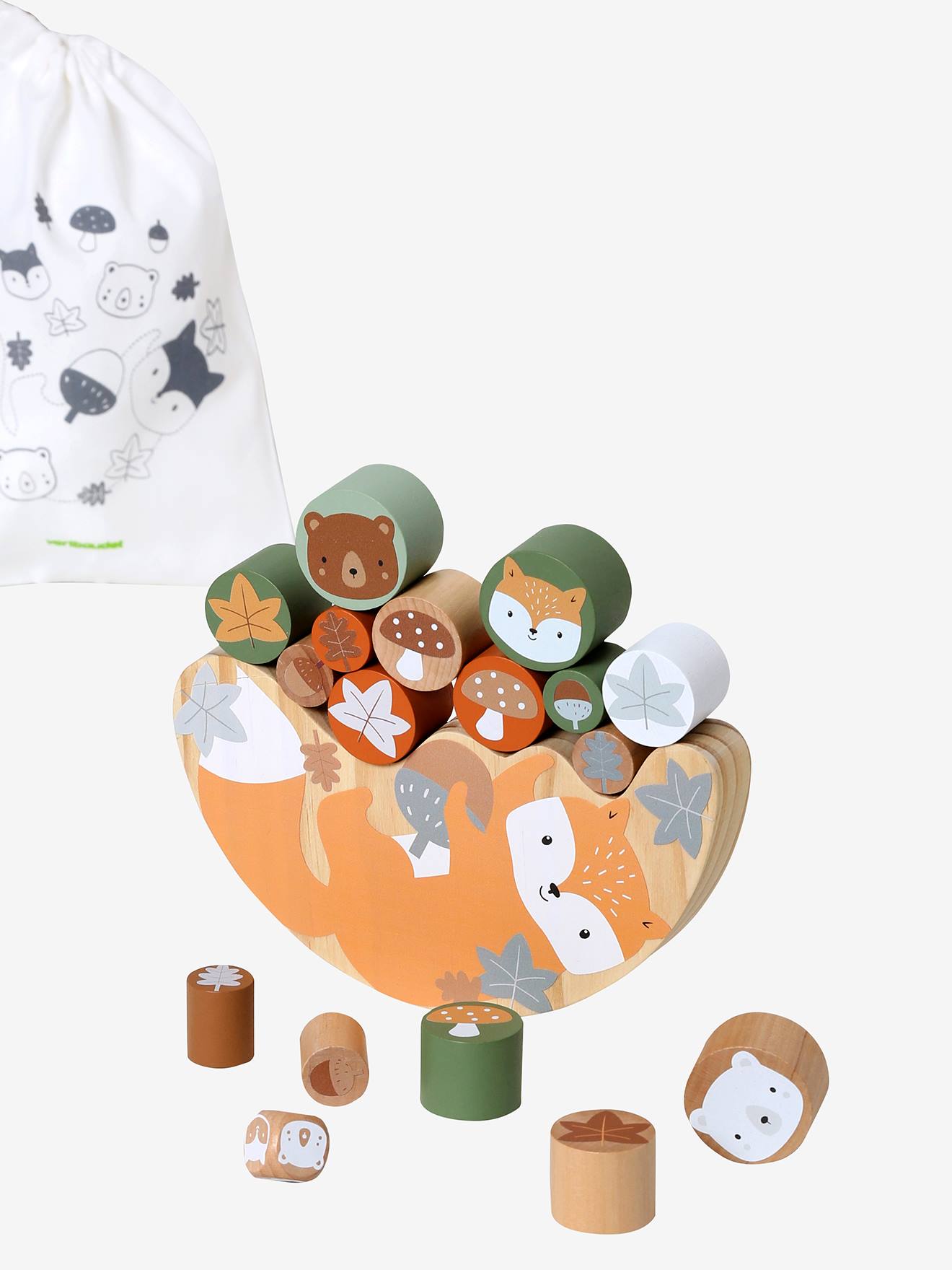 Jeu d'équilibre renard en bois FSC orangé