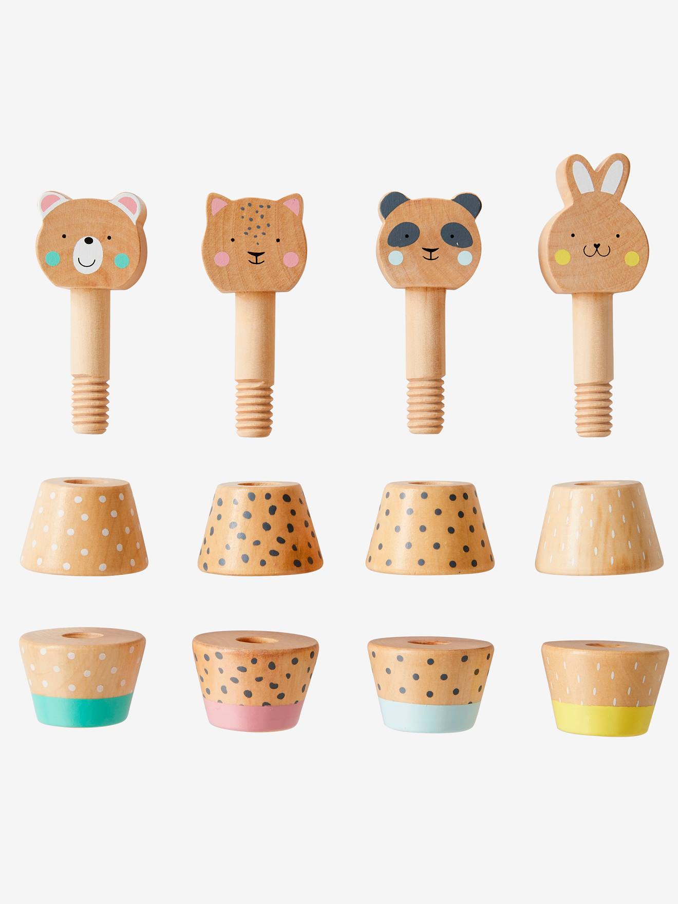 Jeu des animaux à visser en bois FSC multicolore