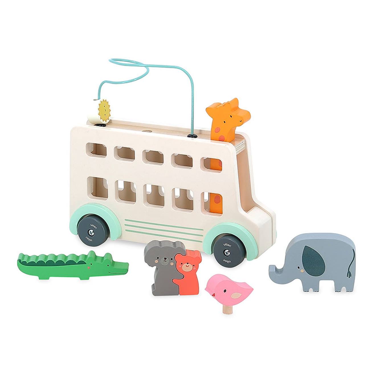 Jeu d'éveil en bois bus'animo beige