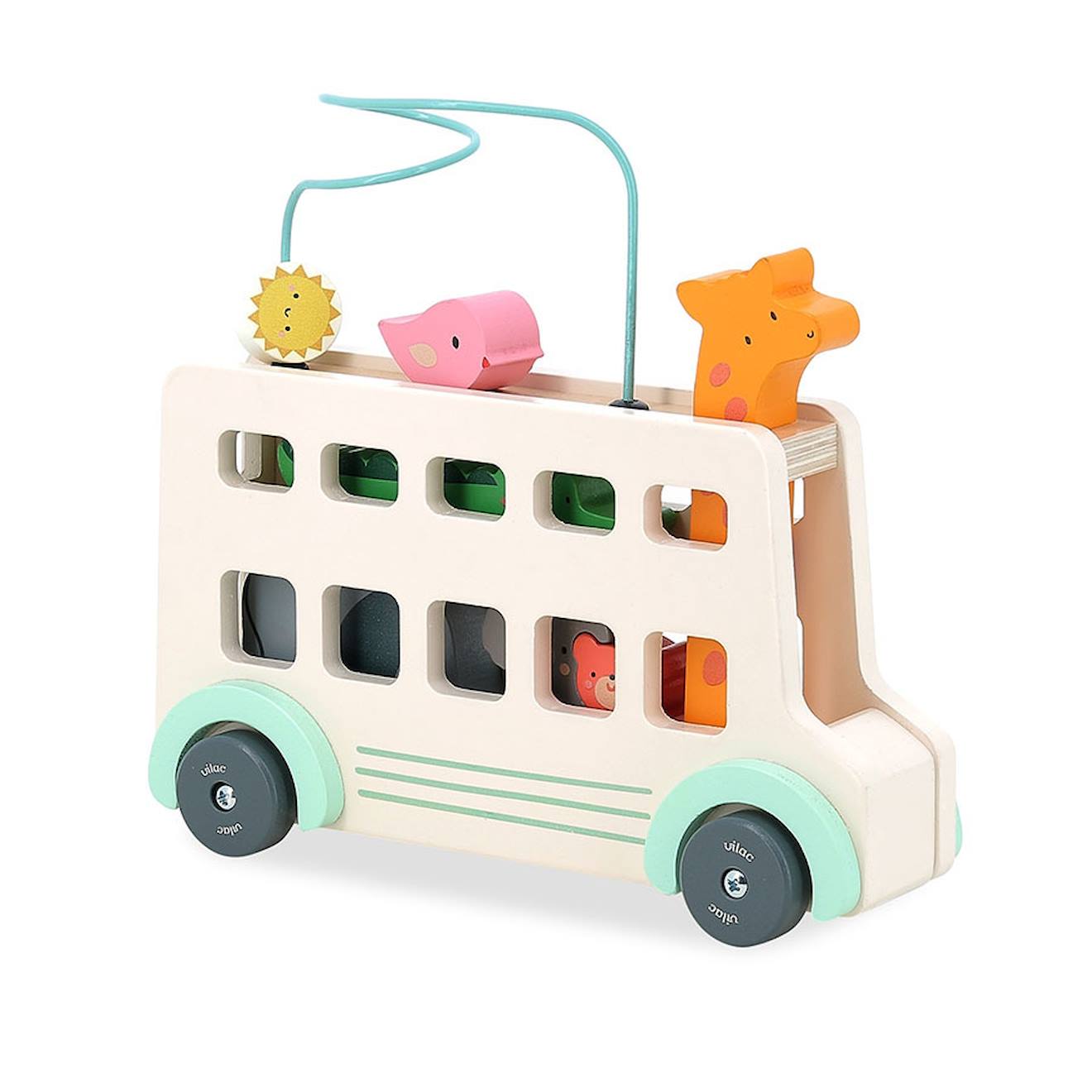 Jeu d'éveil en bois bus'animo beige