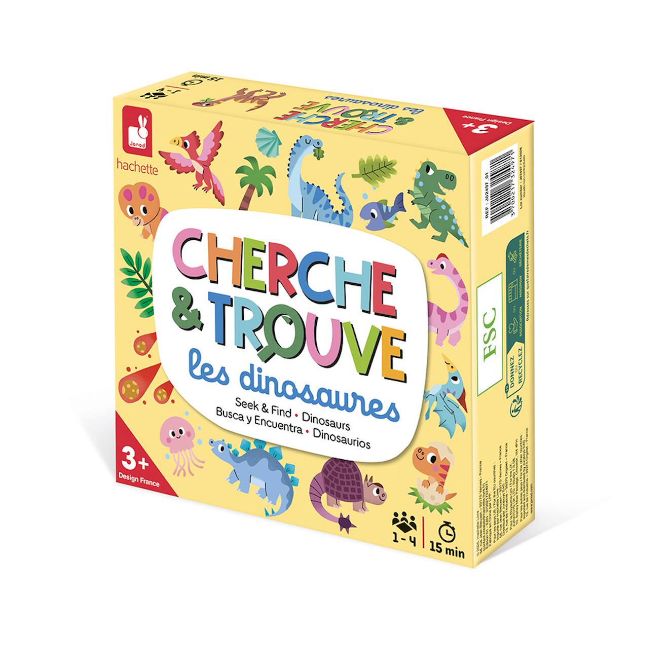 Jeu éducatif cherche et trouvé les dinosaures multicolore