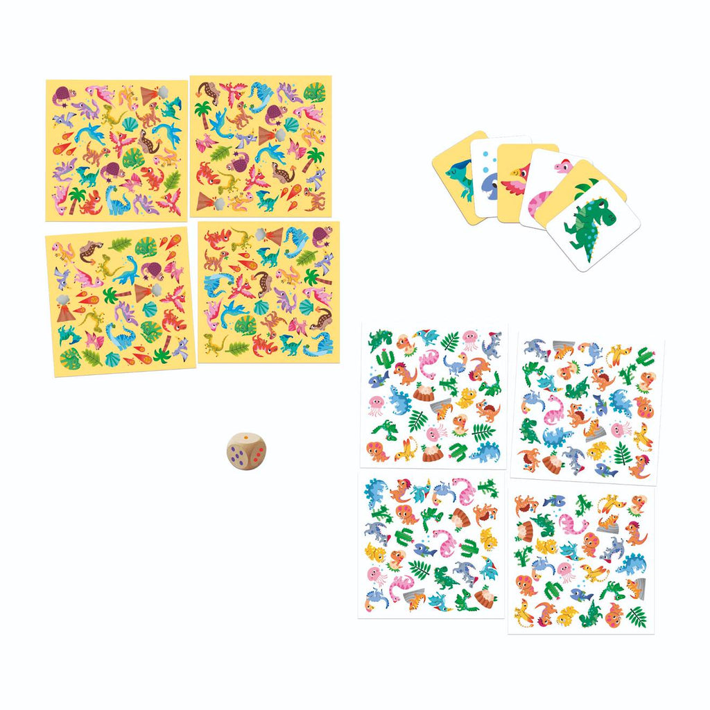Jeu éducatif cherche et trouvé les dinosaures multicolore