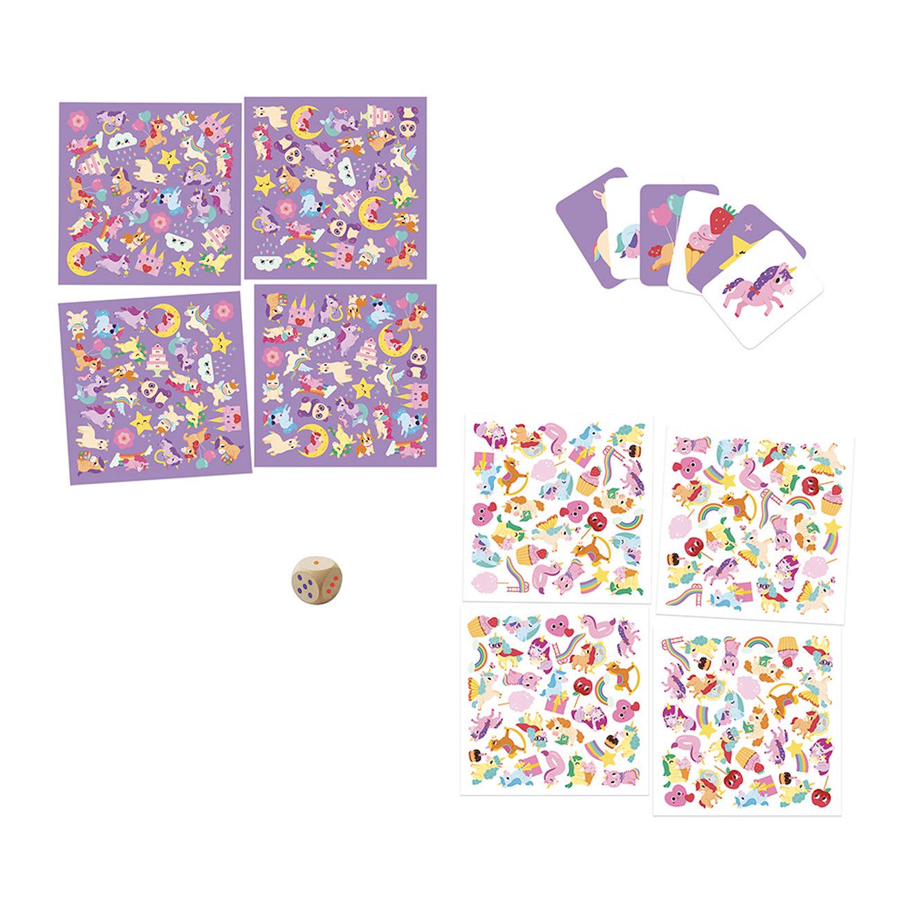 Jeu éducatif cherche et trouvé les licornes multicolore