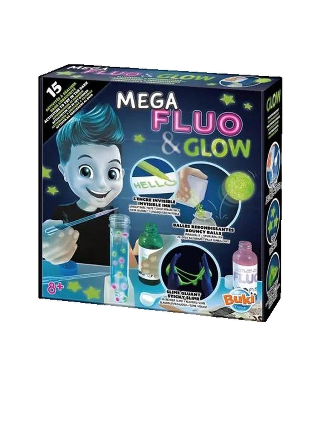 Jeu éducatif de chimie mega fluo & glow – kit d'expériences fluorescentes pour enfants à partir de 8 ans multicolore