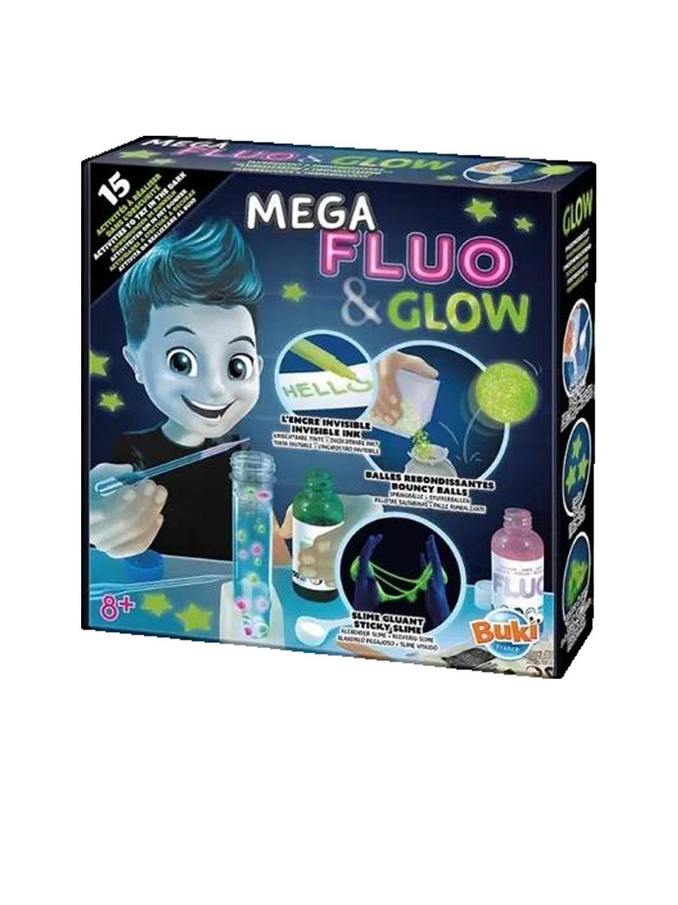 Jeu éducatif de chimie mega fluo & glow – kit d'expériences fluorescentes pour enfants à partir de 8 ans multicolore