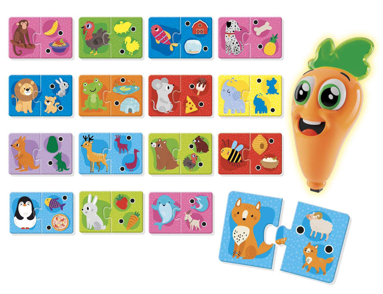 Jeu éducatif intéractif bébé animaux carotina, avec stylo parlant lumineux multicolore
